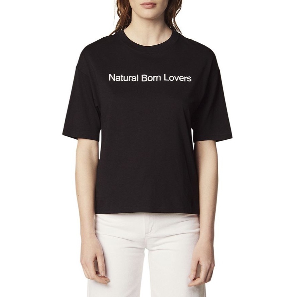 SANDRO Black Emet Natural Born Lovers Graphic Tee Short Sleeve Shirt NWT Sz 1/S